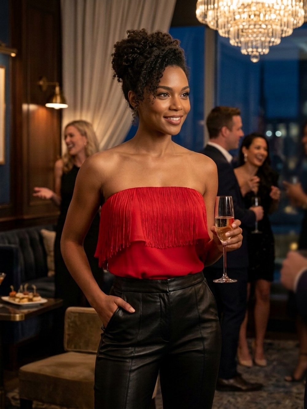 Bebe Red Tassel Top